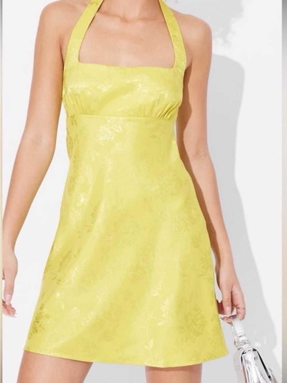 wild fable Lemon Halter Satin Mini Dress